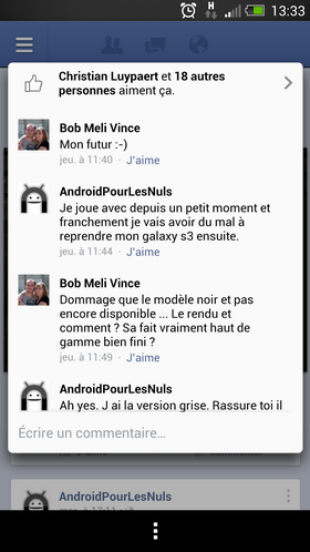 repondre aux commentaires facebook sur android