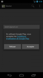 Google Play acceptation CGV