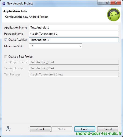 creation projet eclipse tuto android