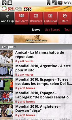 Goal : application android pour suivre la coupe du monde