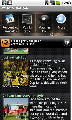 WC2010 application android coupe du monde de foot