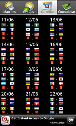 calendrier coupe du monde android