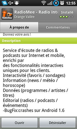 Radiomee radio pour android