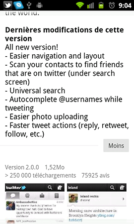 Twitter 2.0 pour Android