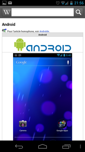 wikipedia android recherche