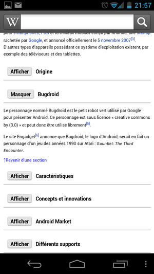 wikipedia android interface