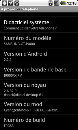 cyanogenmod61 Galaxy S