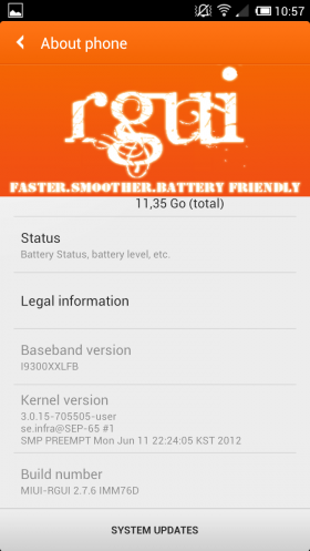 MIUI GalaxyS3 info systeme