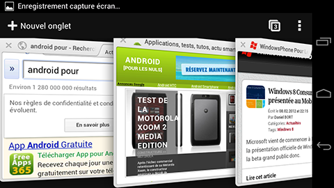 Chrome pour Android onglets