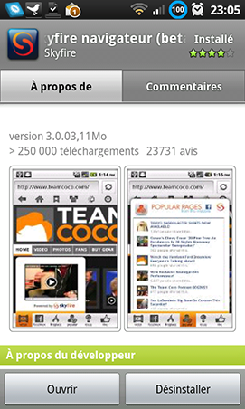 skyfire 3.0 avec facebook pour android