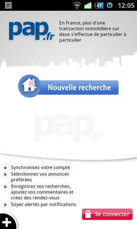 PAP sur Android - accueil