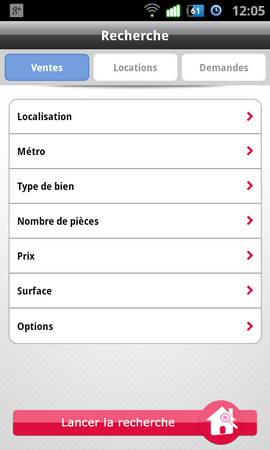 PAP sur Android - recherche appartement