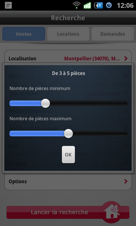 PAP sur Android - appartement nombre pieces