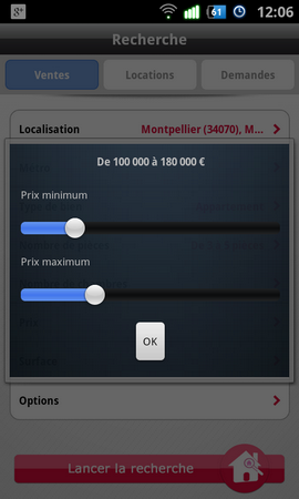 PAP sur Android - appartement prix