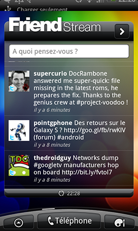 HTC desire Z widget friendstream