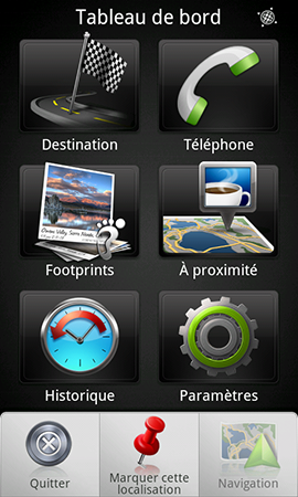 HTC Desire Z application tableau de bord GPS