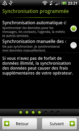 Test HTC desire Z synchro données