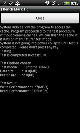 test jbenchmark HTC DESIRE Z