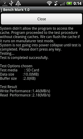 test jbenchmark HTC DESIRE Z