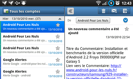 Email galaxy tab sur galaxy s