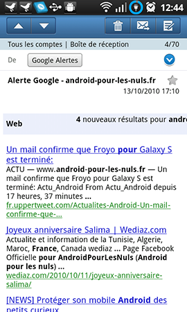 Email galaxy tab sur galaxy s