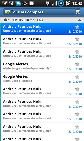 Email Galaxy Tab sur Galaxy S