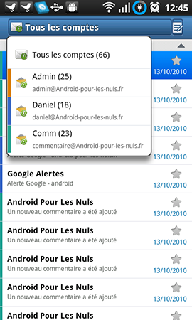 Email galaxy tab sur galaxy s