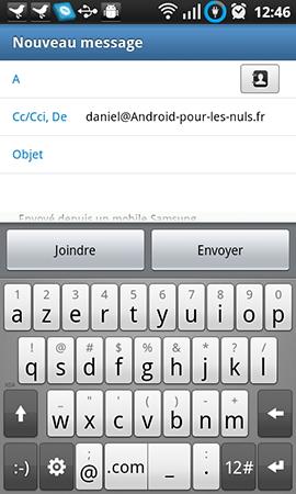 Email galaxy tab sur galaxy s