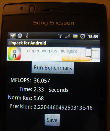 test XperiaARC-Linpack