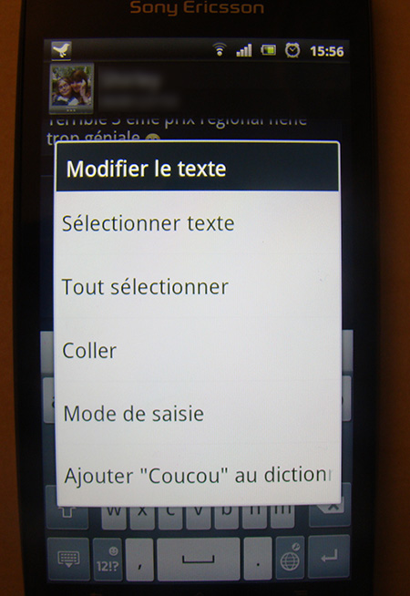 test XperiaARC-copier-coder-SMS