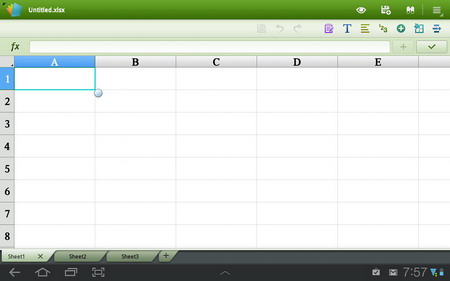 test Galaxy Tab 10.1 polaris office excel