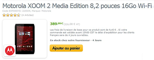 xoom 2 media edition dispo france