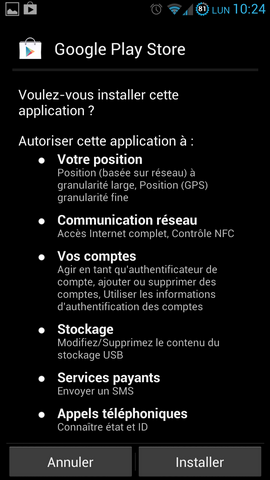 autorisation pour Google Play 4