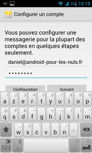 configuration compte email sur android