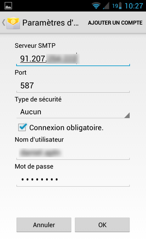 compte mail pop sur android